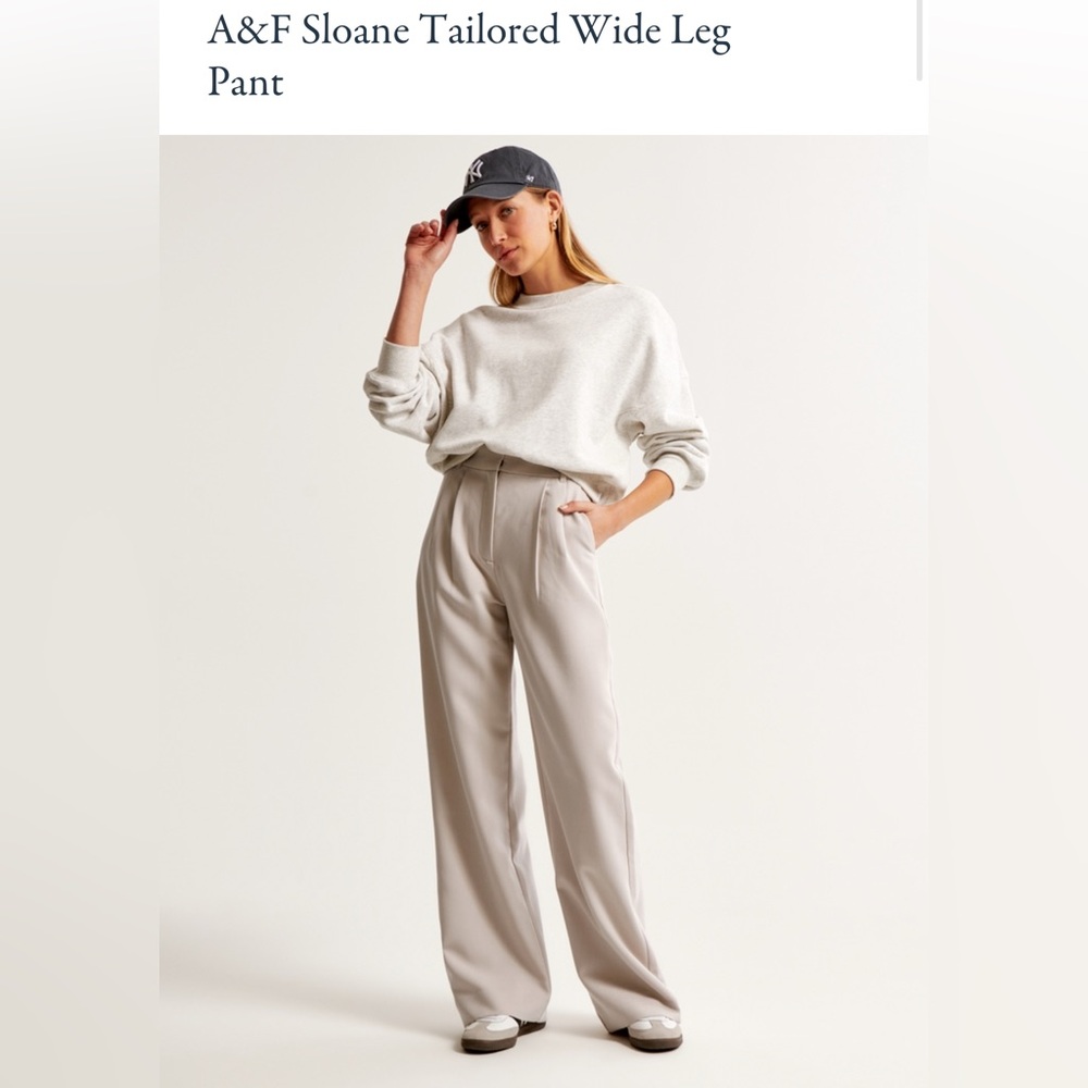 Abercrombie & Fitch Sloane Tailored Wide Leg Pants in Light Gray